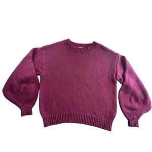 Princess Polly Sweater Womens L/XL Purple Burgundy Harmony Knit Ballon Sleeves